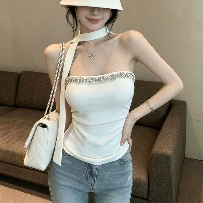 다이아몬드 장식 여성용 스트랩리스 크롭탑 섹시 슬리밍  - Strapless Bra Backless 리뷰 및 가격